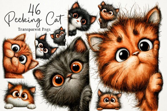 Download Whimsical Quirky Peeking Cat Clipart - Premium Resources