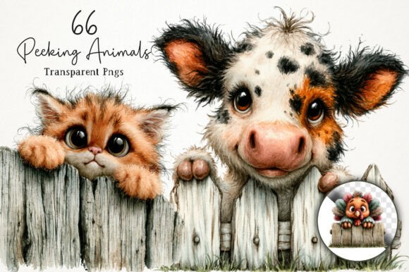 Download Peeking Farm Animals Clipart Set - Premium Bundle