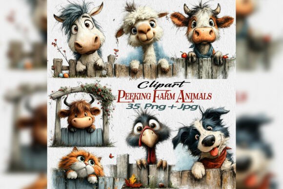 Download Spring Festival Peeking Farm Animals Png - Premium Bundle