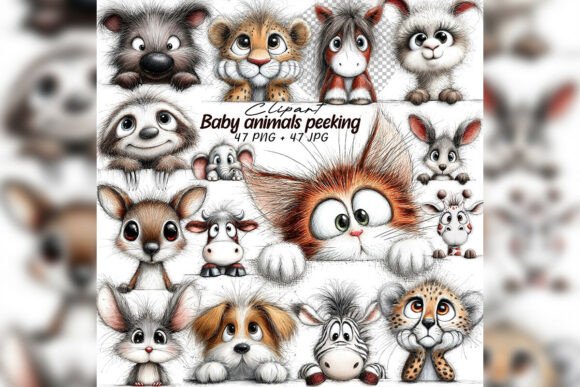 Download Whimsical Baby Animals Peeking Set - Premium Resources