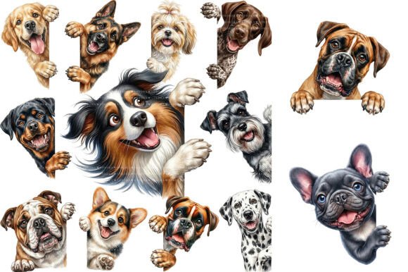Download Watercolor Peeking Dog Clipart Bundle - Premium Resources